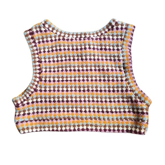 Zara -629 Multicolor Knit Crop Top Boho Hippie Fits an XS/S - Picture 3 of 6